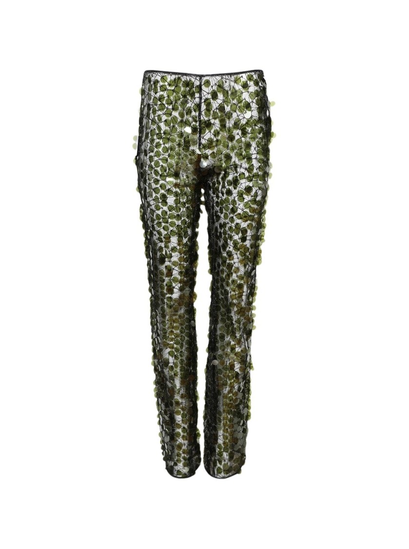 Coperni Sequins Flared Trouser Green In Green