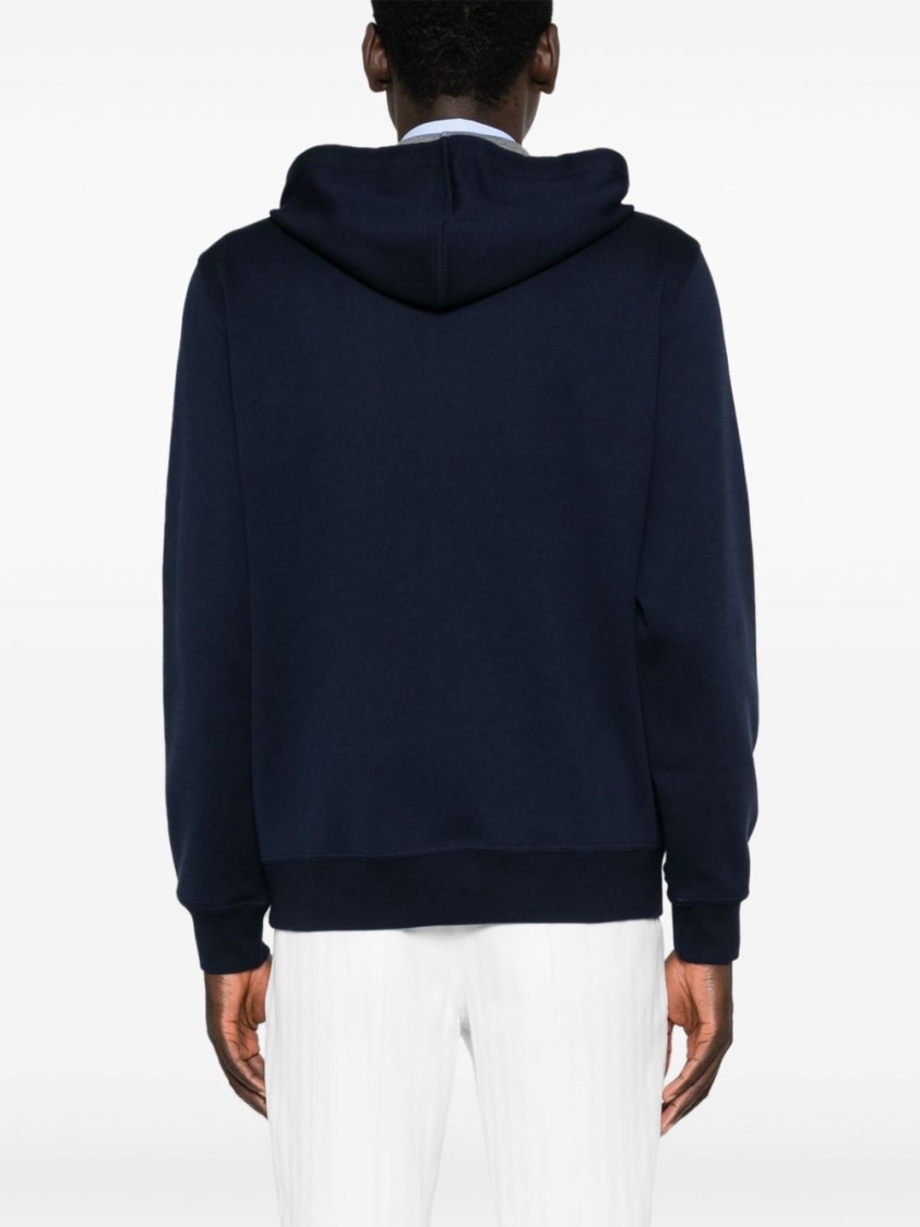 Brunello Cucinelli Zip-up Hoodie With Contrast Lining And Pockets In Blue