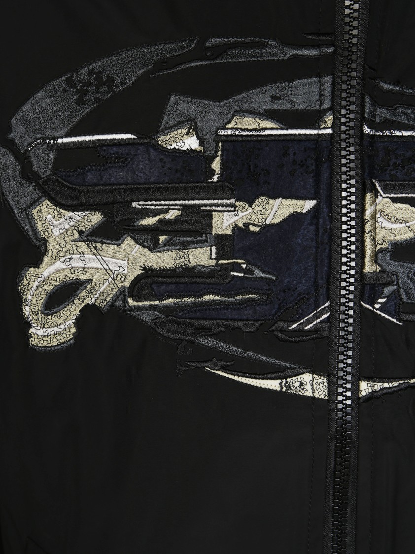 Diesel Modern Black Jacket With Intricate Graphic Detailing In Black