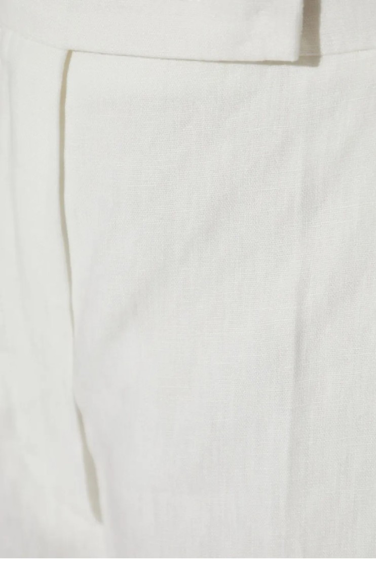 Max Mara Wide-leg High-waist Pants With Soft Textured Finish In White