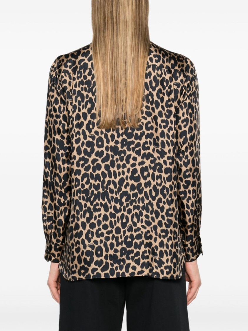 Max Mara Seidenhemd Mit Leoparden-print In Brown