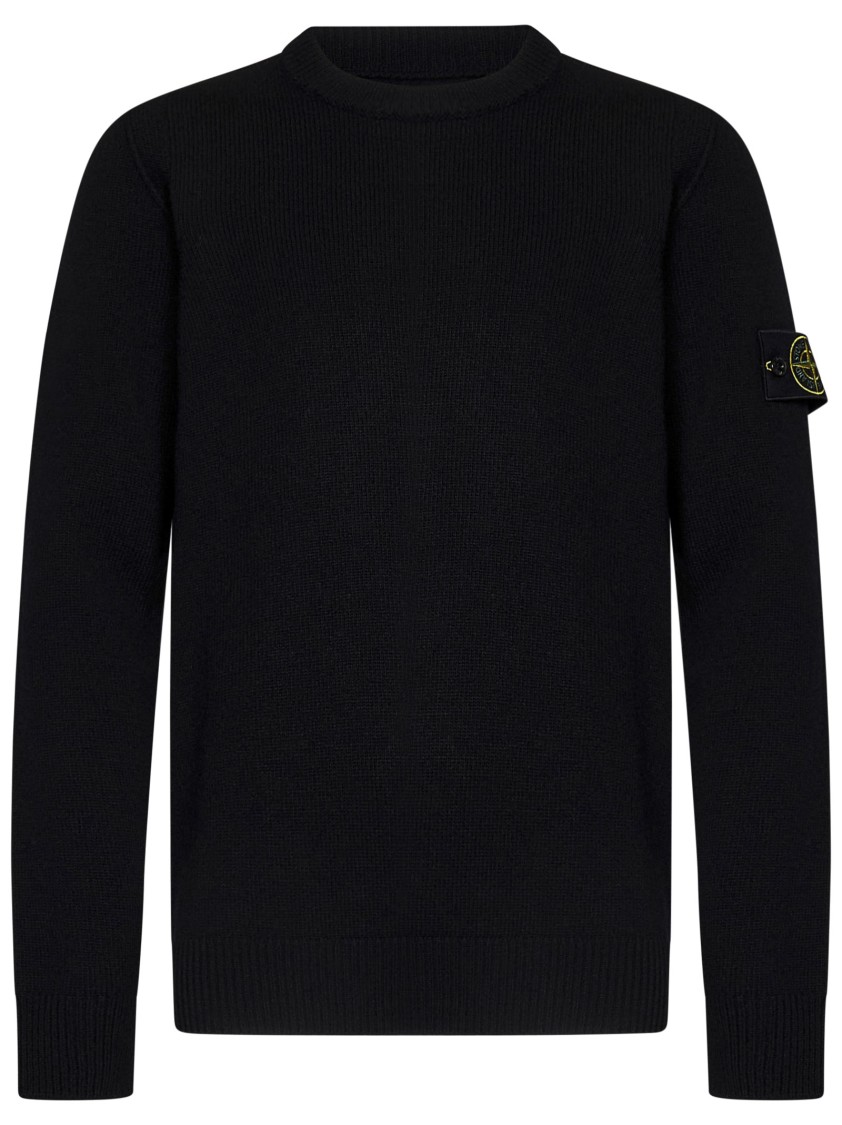 Shop Stone Island Black Crew Neck Sweater