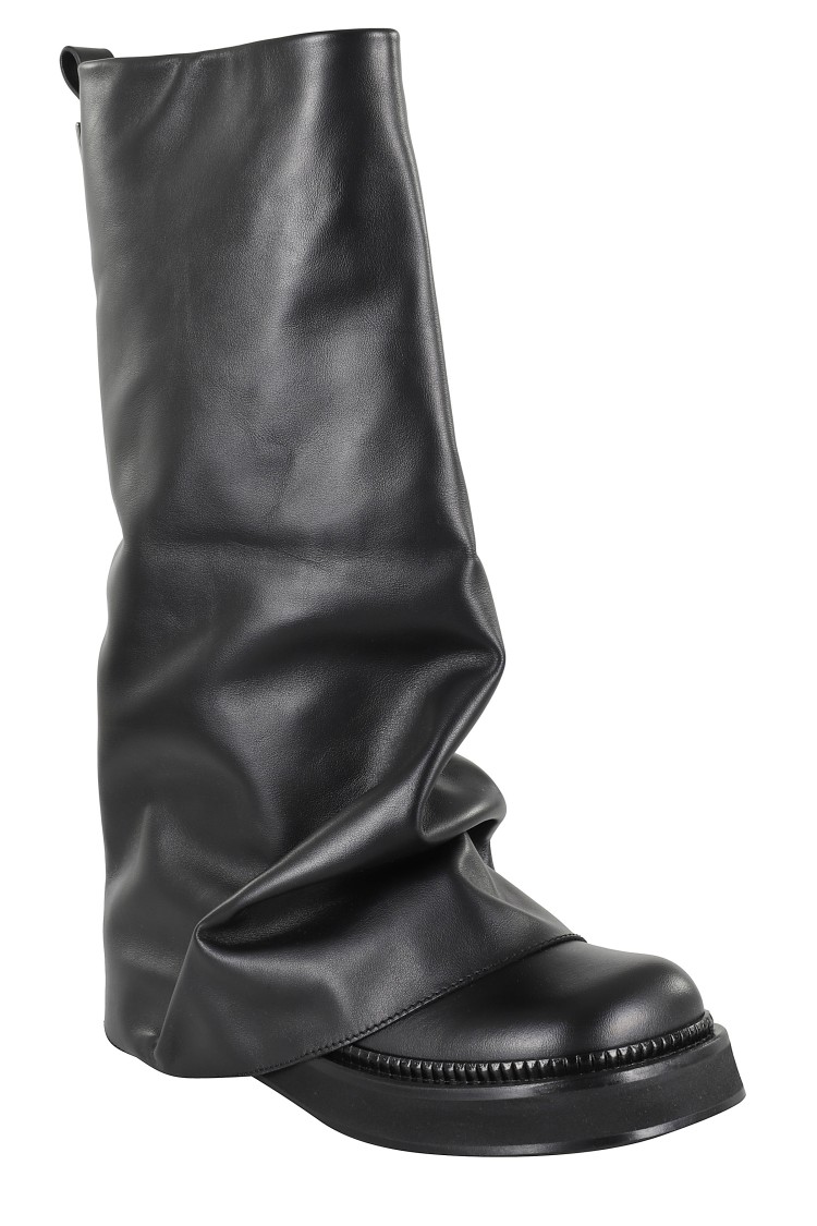 Attico 'robin' Black Boots With Square Toe And Logo Plaque On The Rear