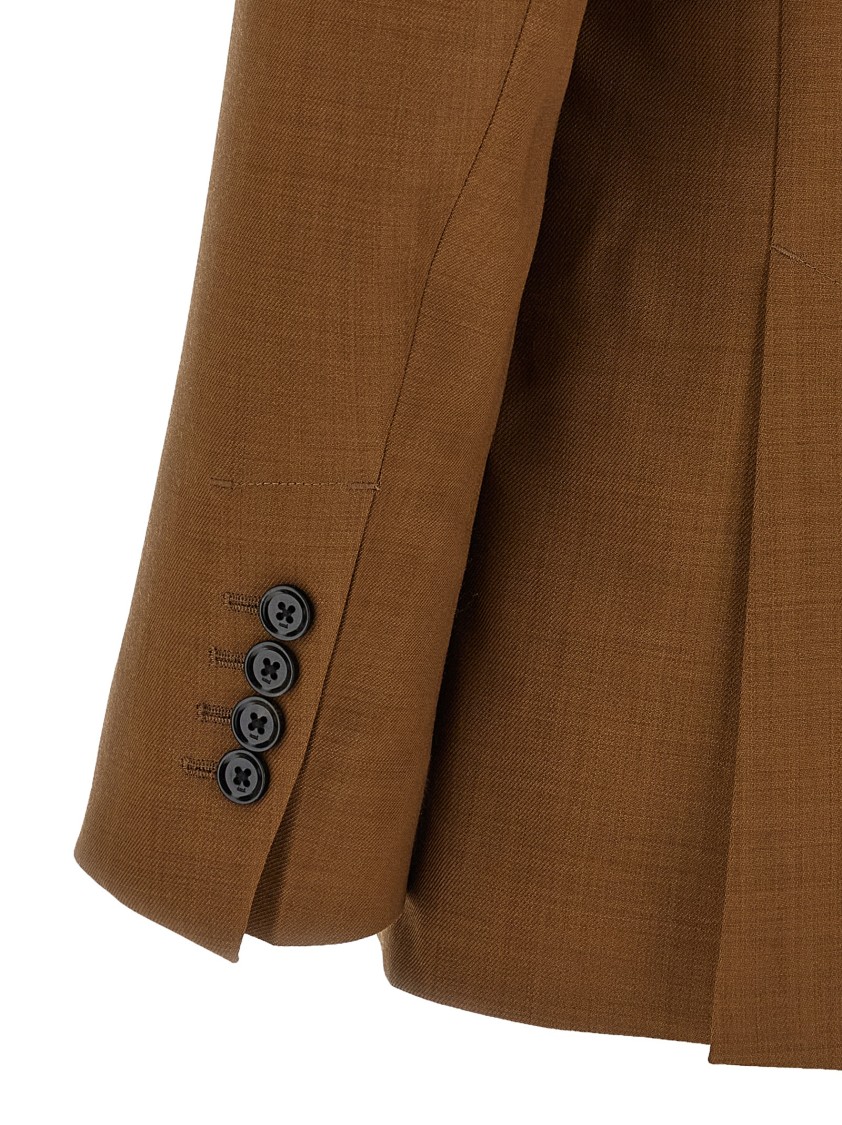 Ami Alexandre Mattiussi Ami Double-breasted Light Wool Twill Blazer In Brown