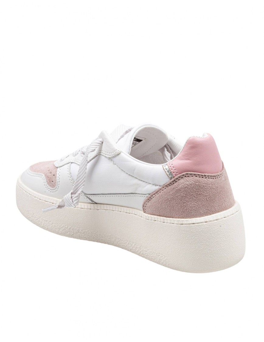 Shop Date D.a.t.e Sneakers Court Platform In Leather And Suede In White