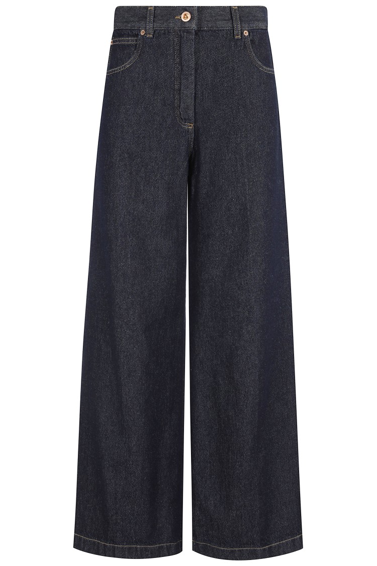 Aspesi Wide-leg Denim Pants With Contrast Stitching In Black