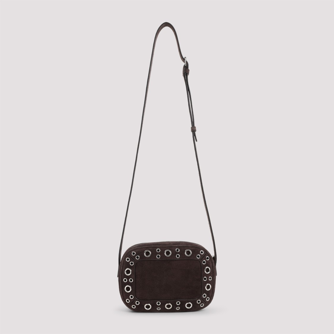 Valentino Garavani Suede Leather Crossbody Bag With Metallic Accents