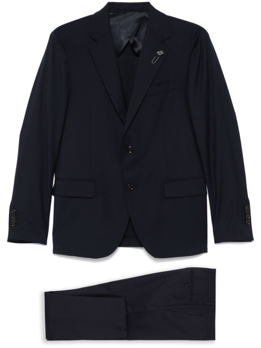 Lardini Single-breasted Crepe Suit In Blue