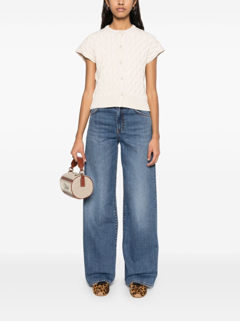 SEMICOUTURE SEMI COUTURE TEXTURED CABLE KNIT CROPPED SWEATER