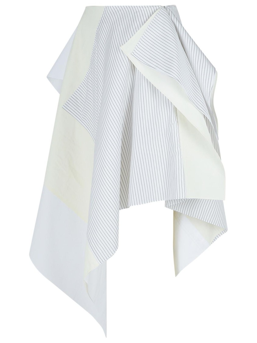 Jw Anderson Cotton Skirt With Patchwork Striped Layers In White