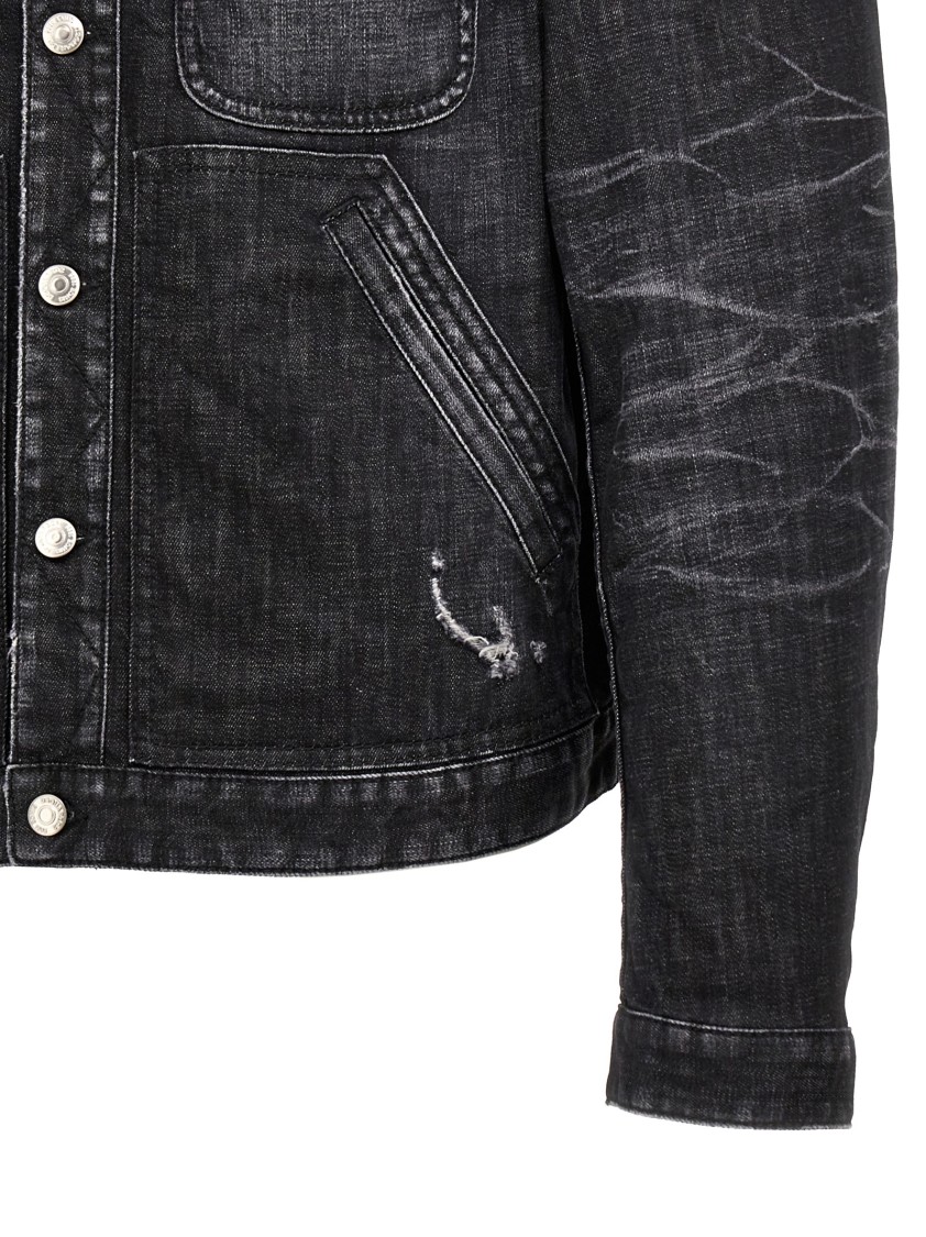 Dsquared2 'boxy Denim Jacket With Distressing' In Blue