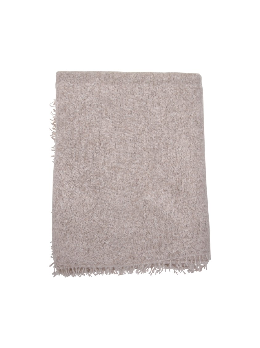 Mouleta Cashmere Scarf With Fringed Edges In Neutrals