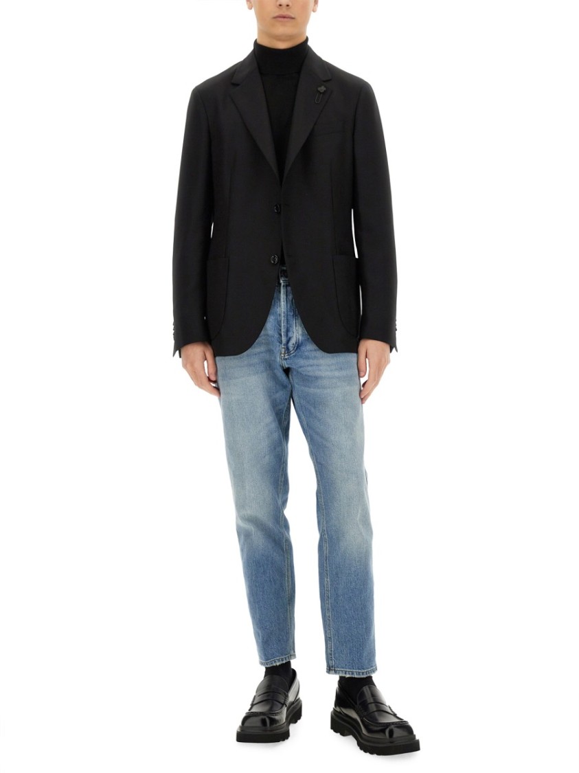 Lardini Tailored Single-breasted Jacket With Notch Lapel In Black