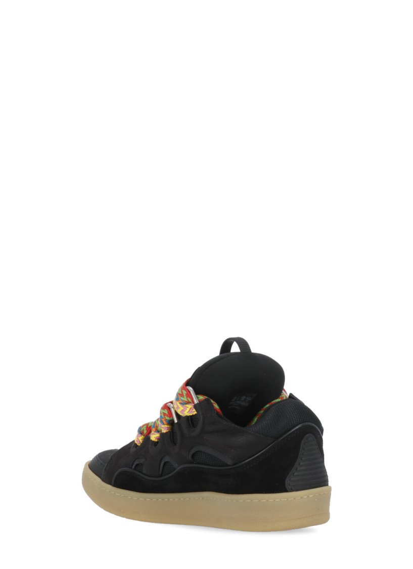 Lanvin Black Leather Curb Sneakers In Black