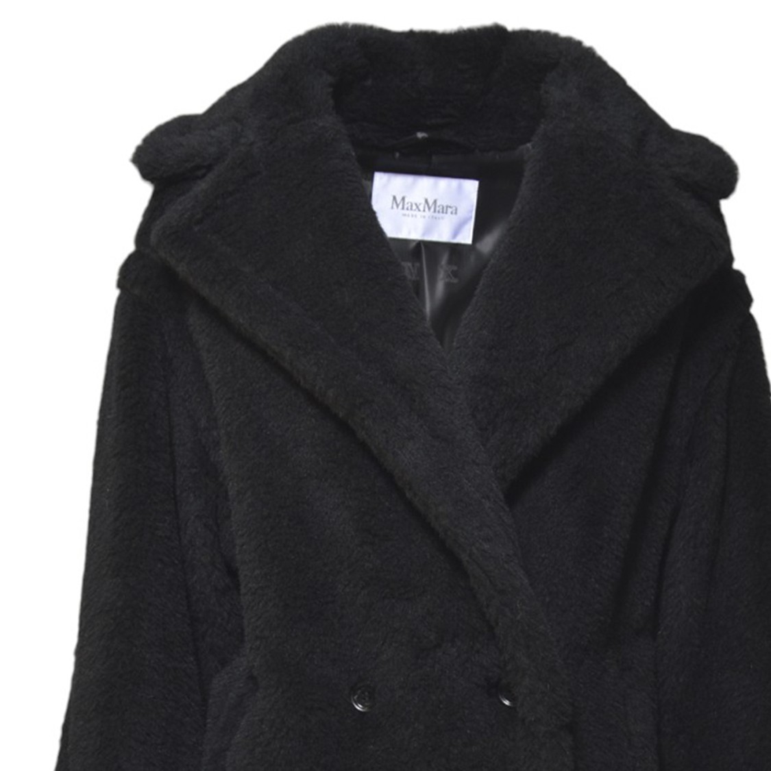 Shop Max Mara Black Teddy Coat In Alpaca And Black Wool