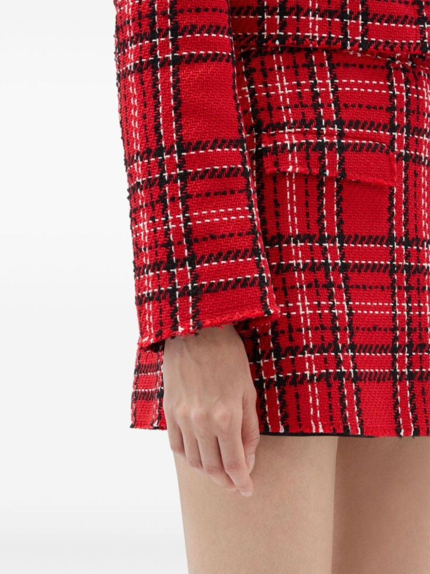 Msgm Tartan Cotton Blend Tweed Skort In Red