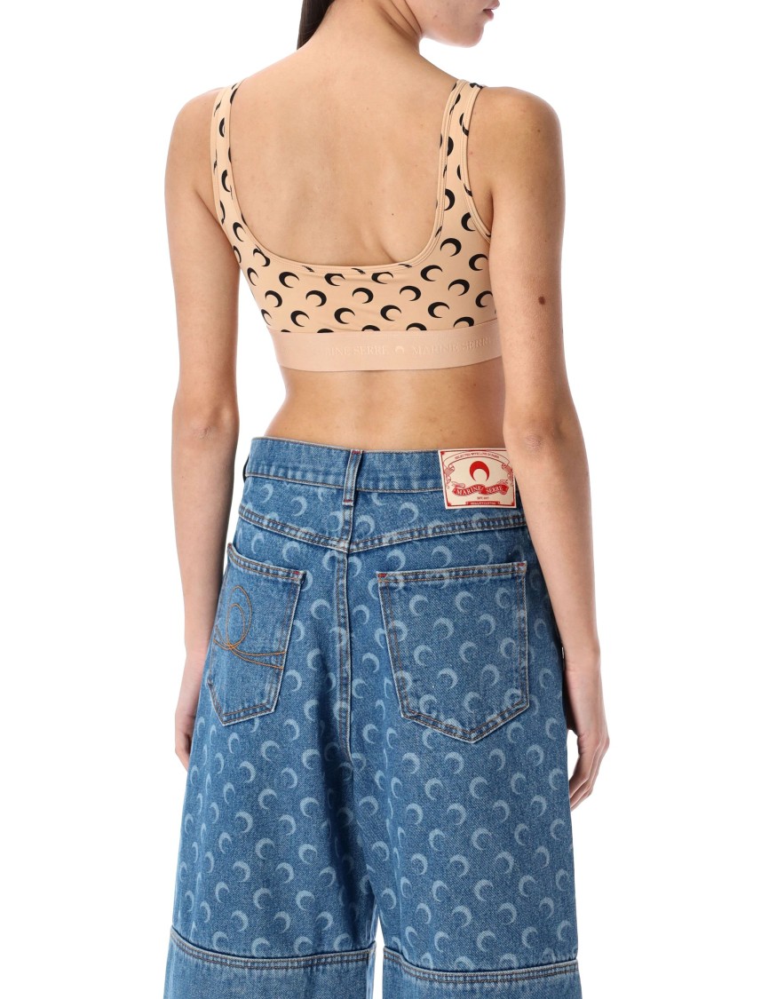 Marine Serre All Over Moon Bra In Blue
