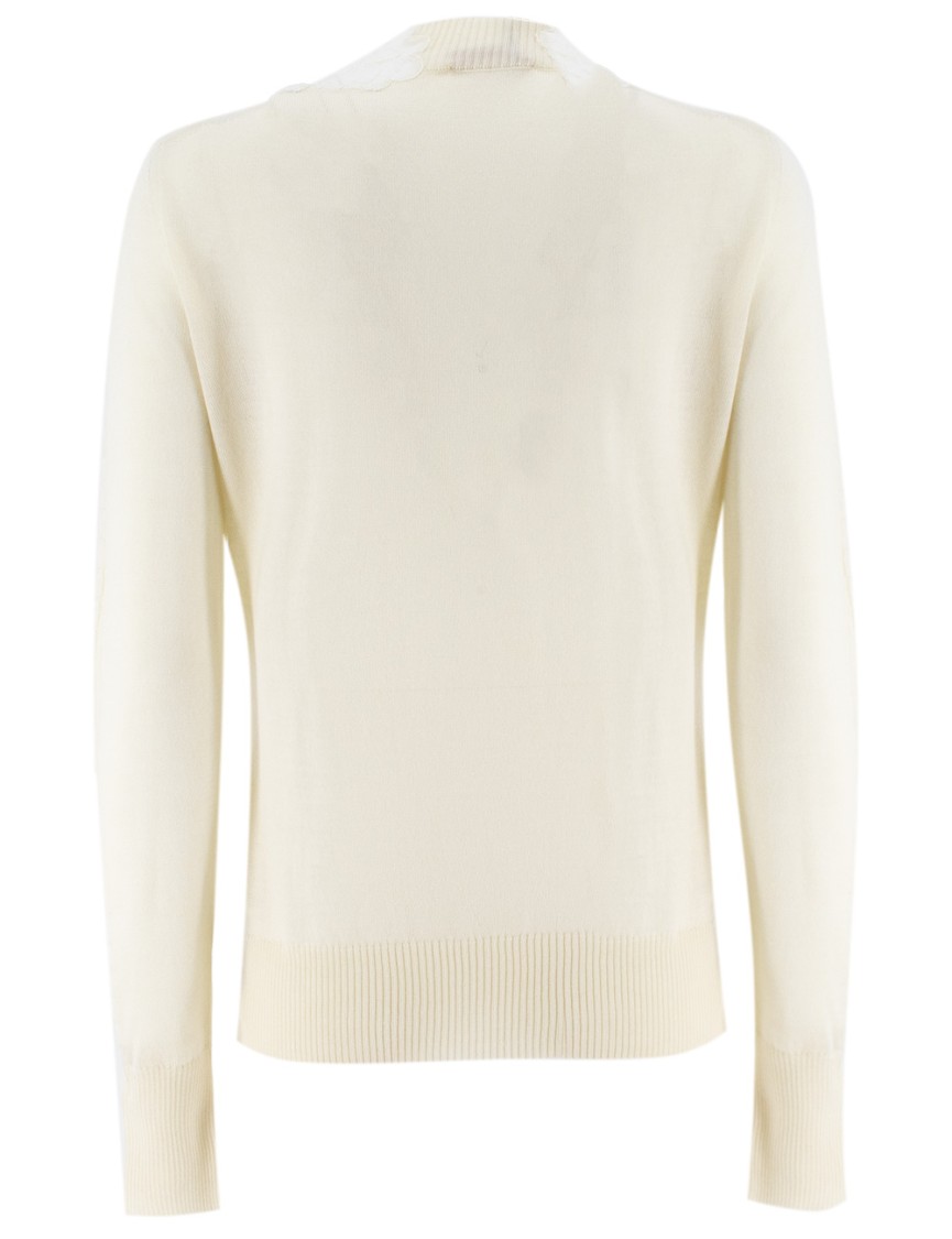 Ermanno Scervino Snow White Cardigan With Lace Applique