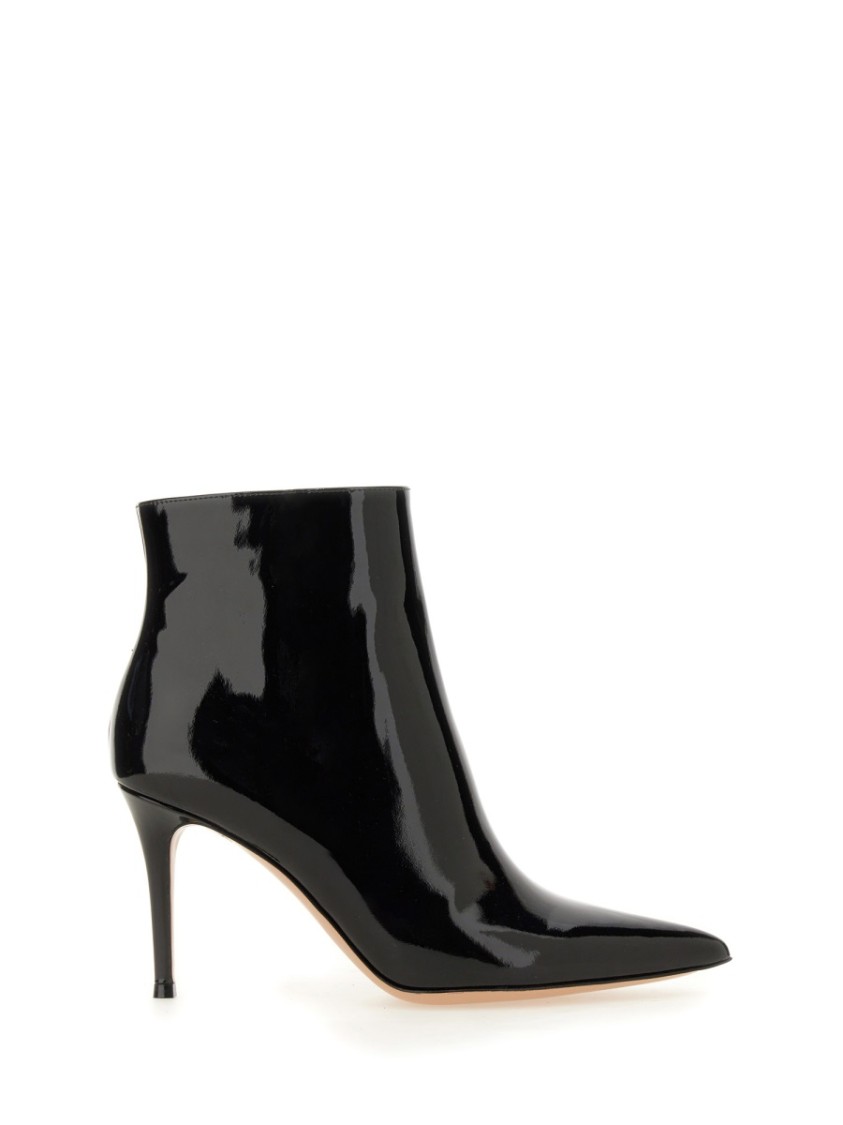 Gianvito Rossi Chic Patent Leather Ankle Boot For Women In Black