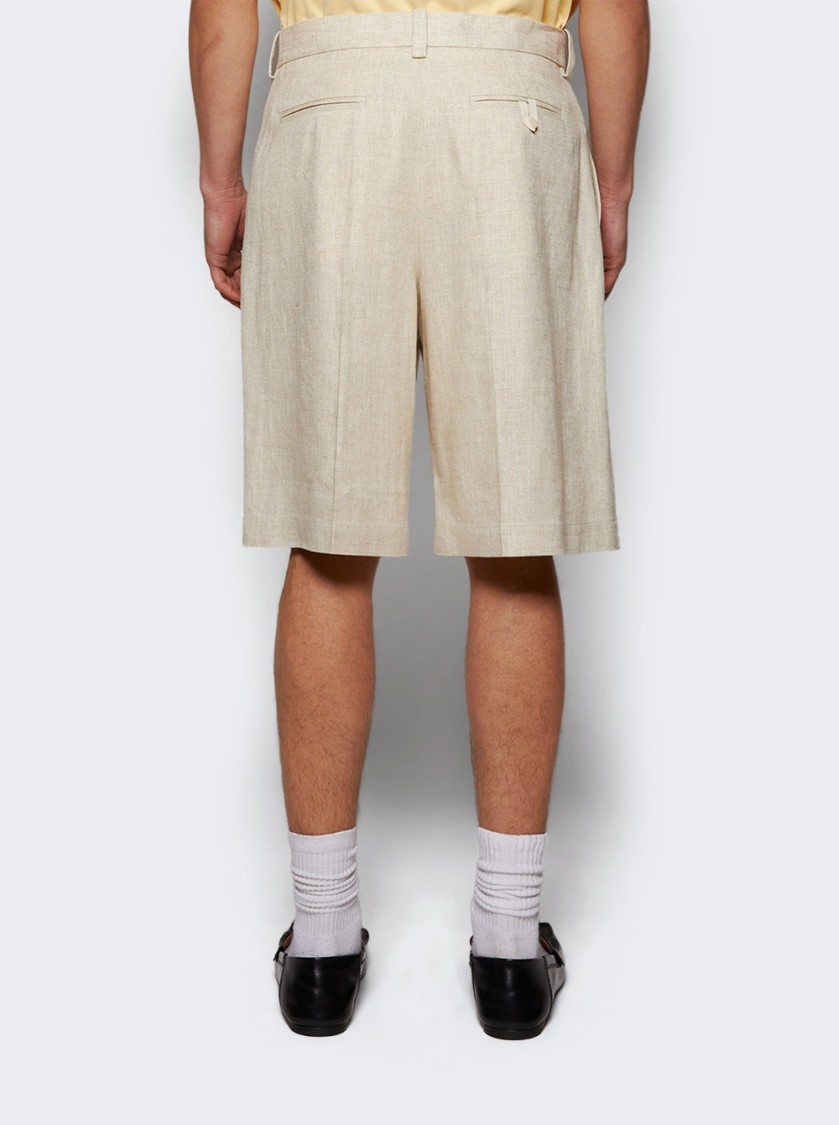 Jacquemus Beige Bermuda Shorts With Front Zip