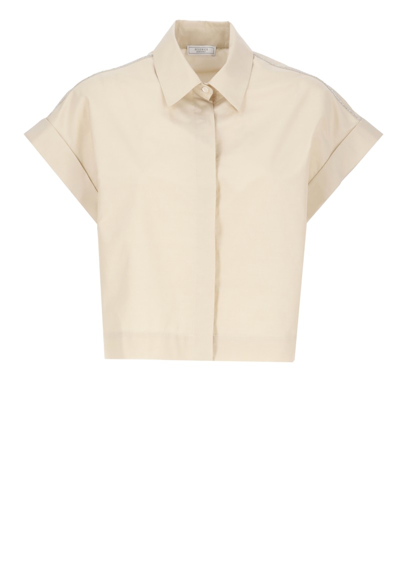 Shop Peserico Beige Cotton Blend Shirt In Neutrals