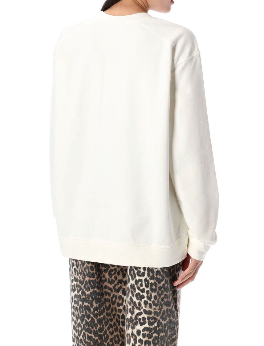 Ganni Off-white Isoli Kittens Drop Shoulder Sweatshirt In White