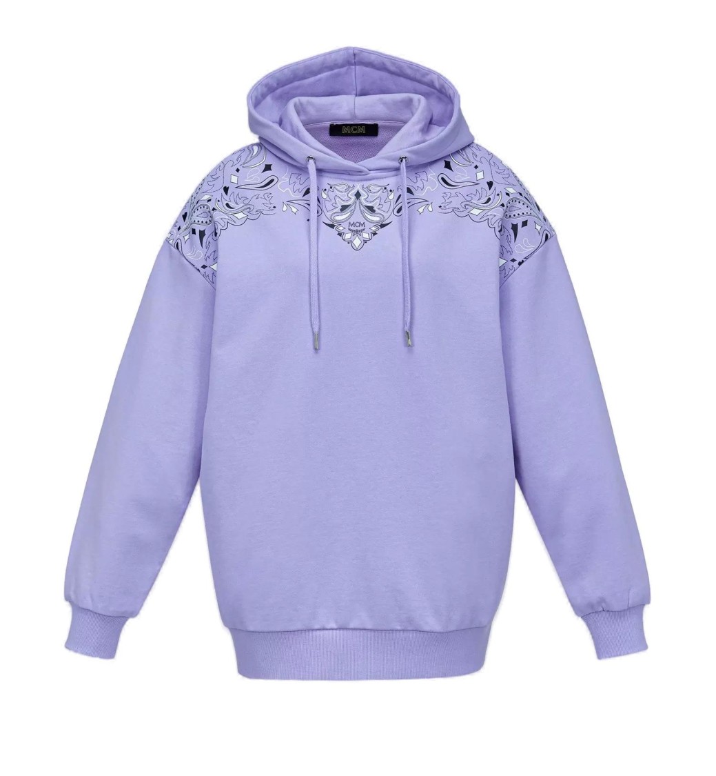 Mcm Oversized Hooded Sweatshirt With Bandana Monogram Print In Purple