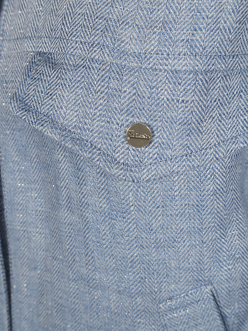 Herno Overshirt Denim Herringbone Pattern In Blue