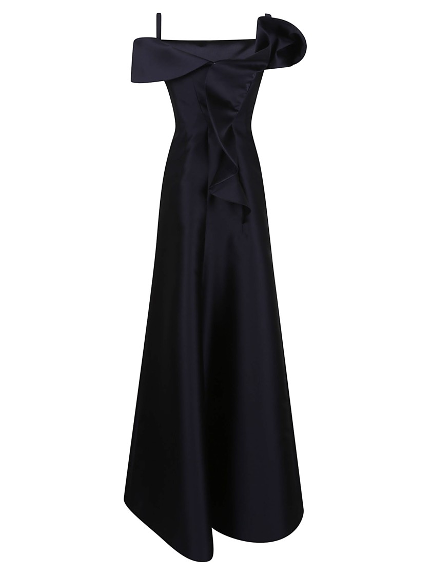 Alberta Ferretti Floor-length Silk Mikado Maxi Dress With Ruffle Hem