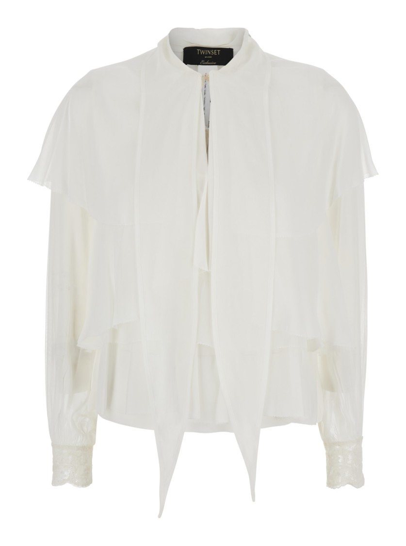 Shop Twinset Twin-set Viscose White Layered Blouse