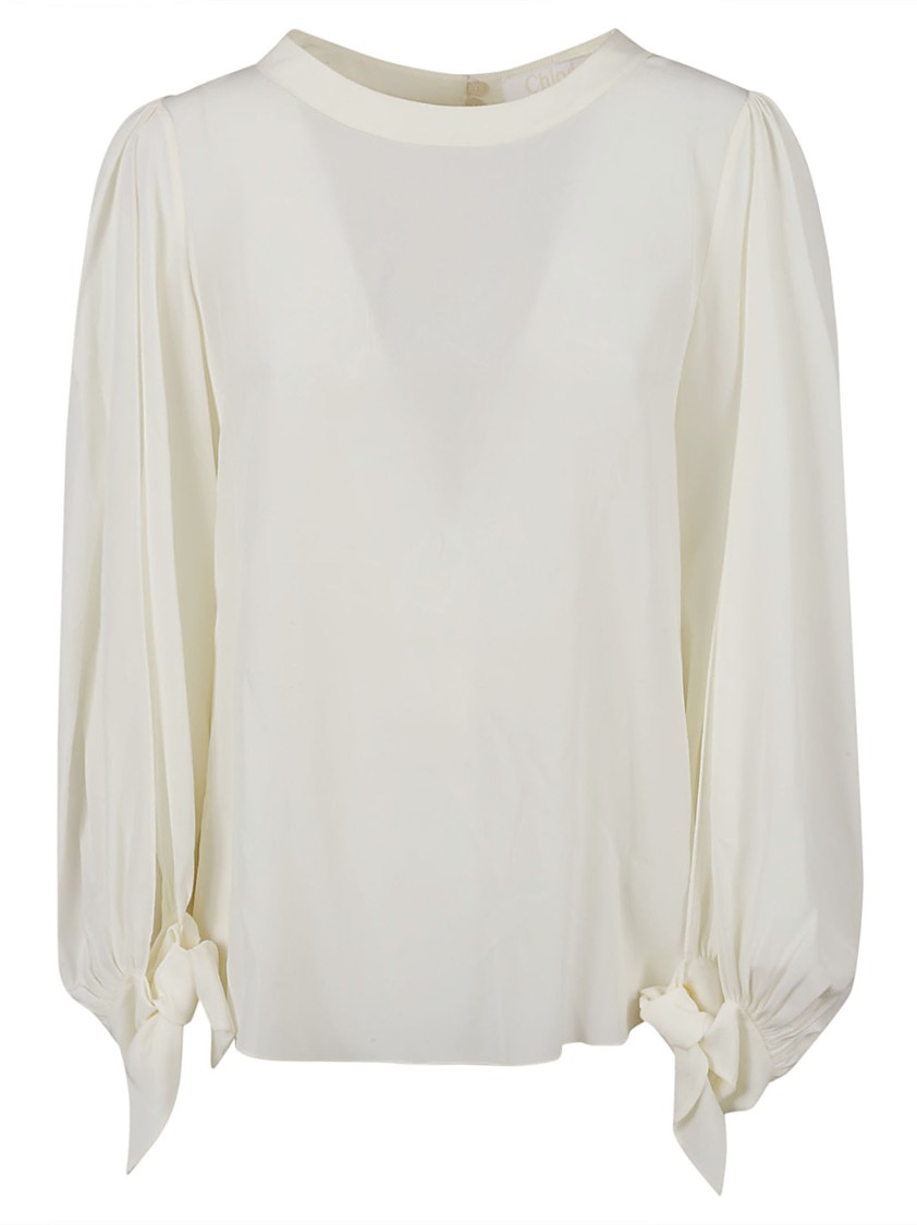 Chloé Relaxed-fit Silk Shirt With Billowy Sleeves In White