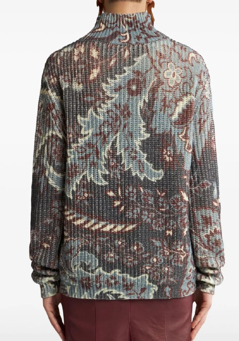 Etro Floral Knit Top With High Neck