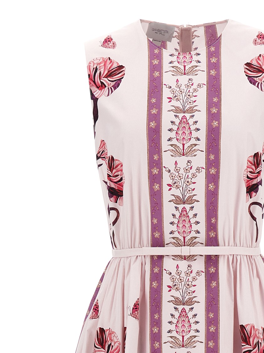 Giambattista Valli Floral Print Sleeveless Belted Midi Dress