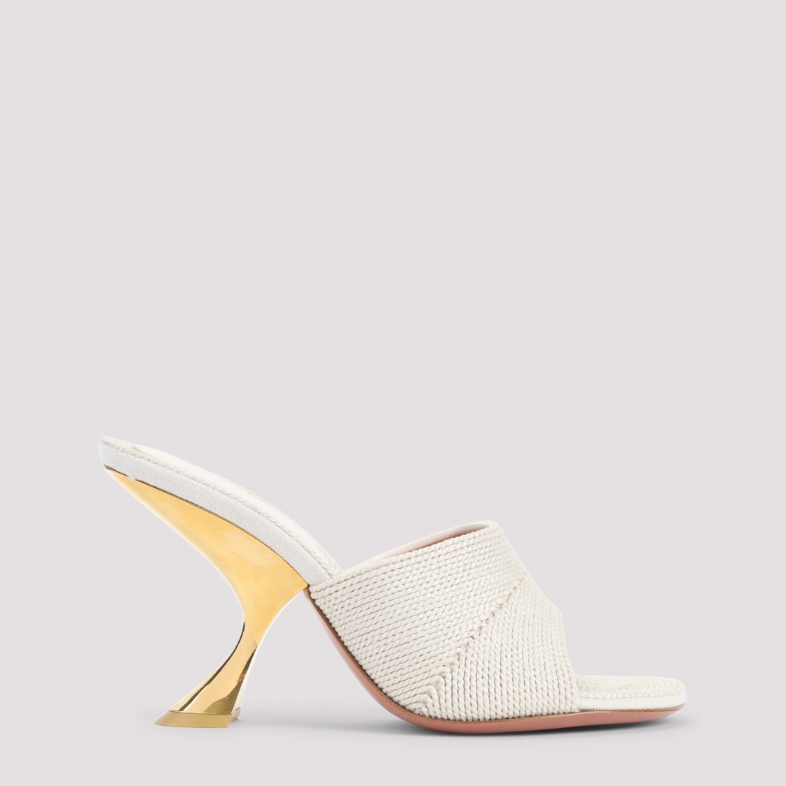 Amina Muaddi Taylor Woven 90 Slipper Sandals In Neutral