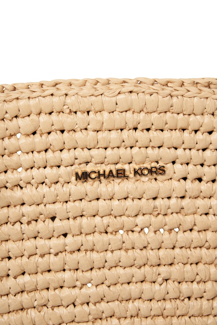 Michael Kors Textured Straw Shopper With Leather Handles