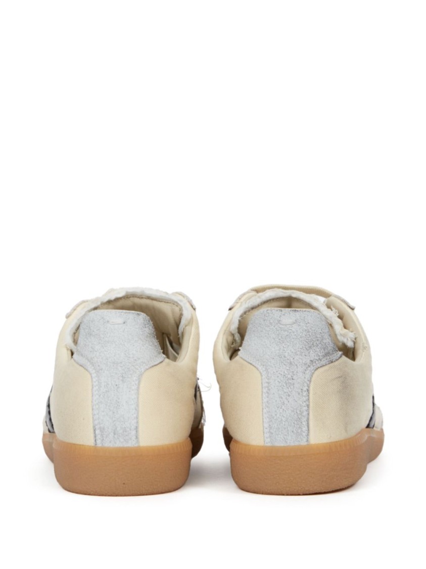 Maison Margiela Replica Leather And Suede-trimmed Twill Sneakers In Neutrals