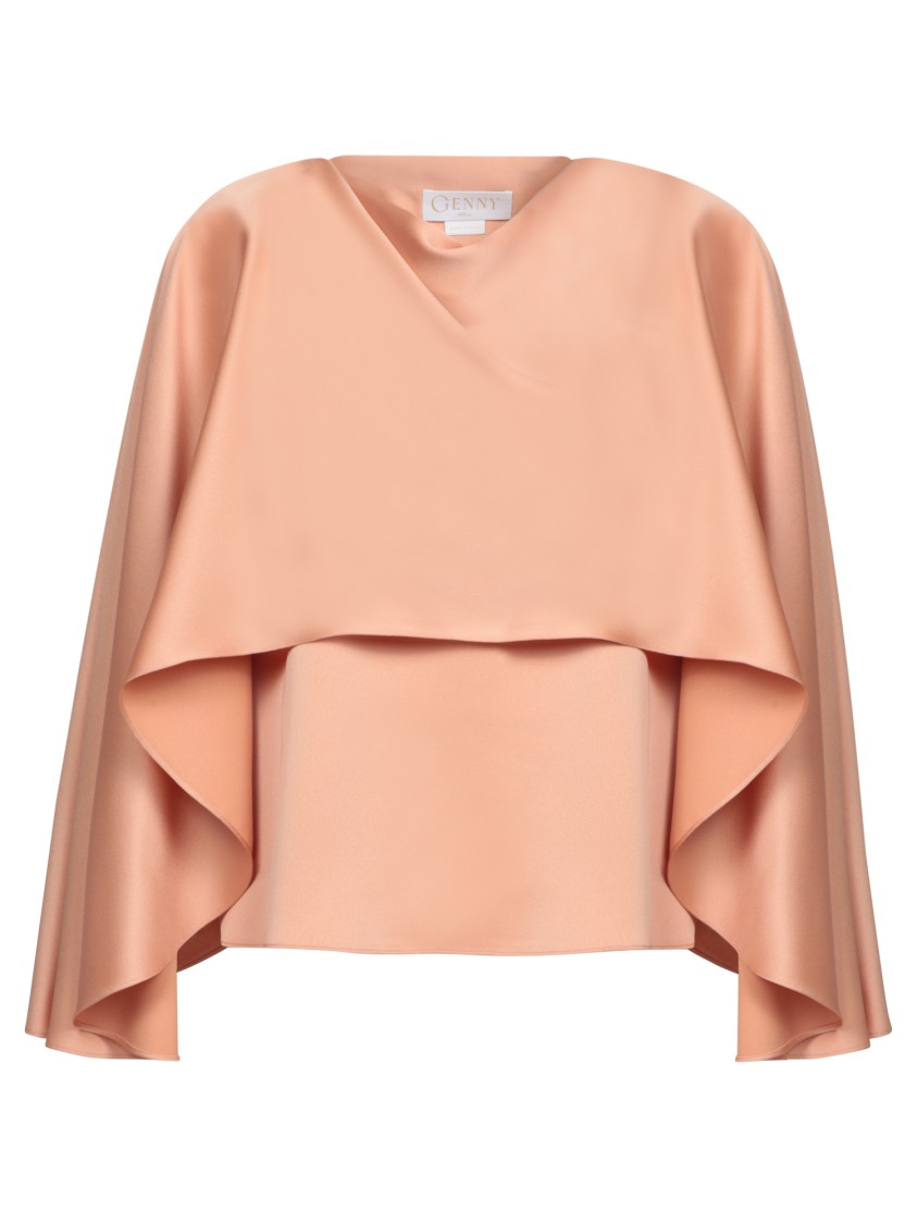 Shop Genny Kimono Sleeve Satin Blouse In Neutrals