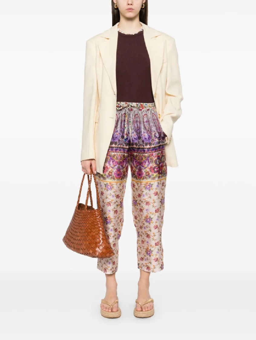 Pierrelouis Mascia Cropped Multi-patterned Aloe Trousers