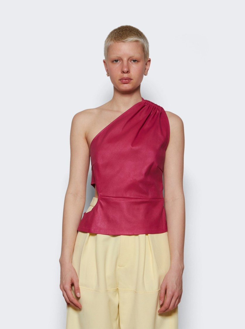 Amiri Asymmetric Leather Tank Fuchsia Pink