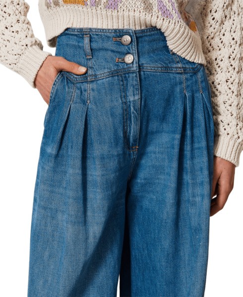 TWINSET TWIN-SET WIDE-LEG JEANS WITH TAILORED WAISTBAND AND FRENCH POCKETS