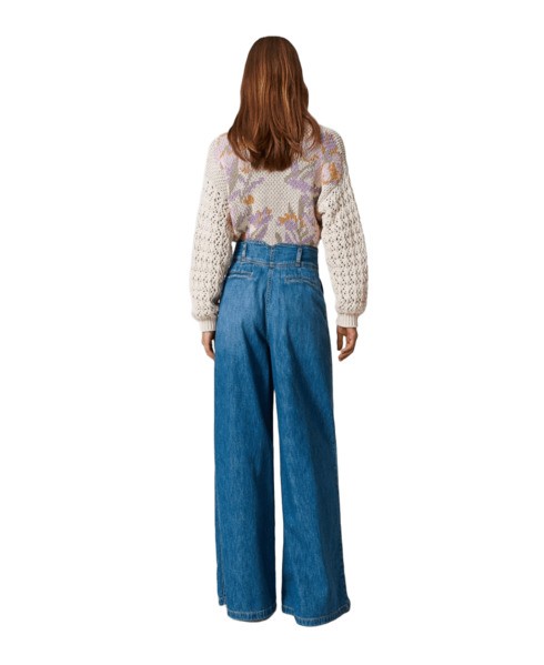 TWINSET TWIN-SET WIDE-LEG JEANS WITH TAILORED WAISTBAND AND FRENCH POCKETS