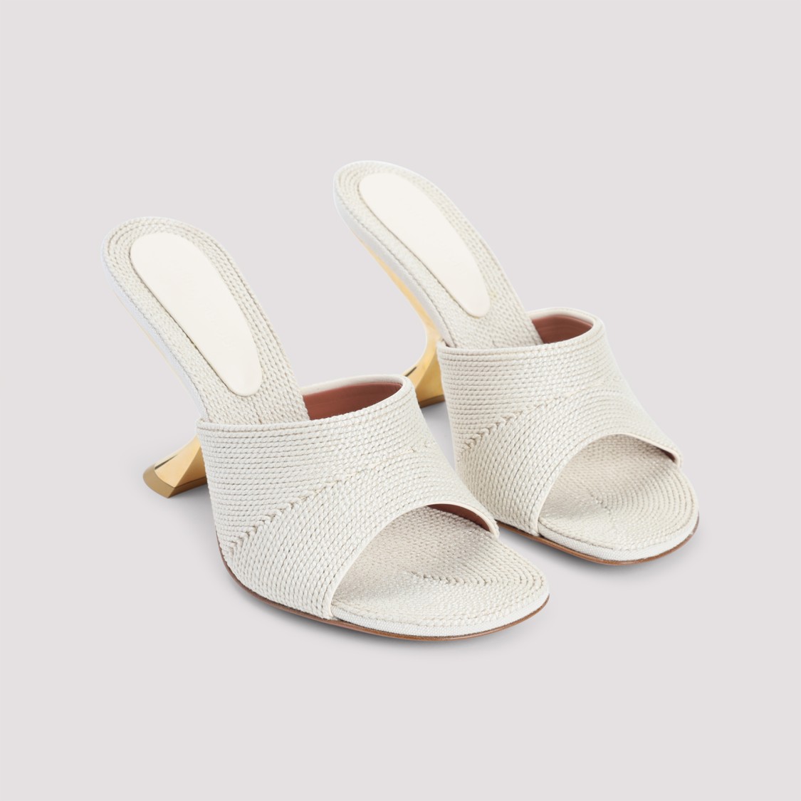 Amina Muaddi Taylor Woven 90 Slipper Sandals In Neutral