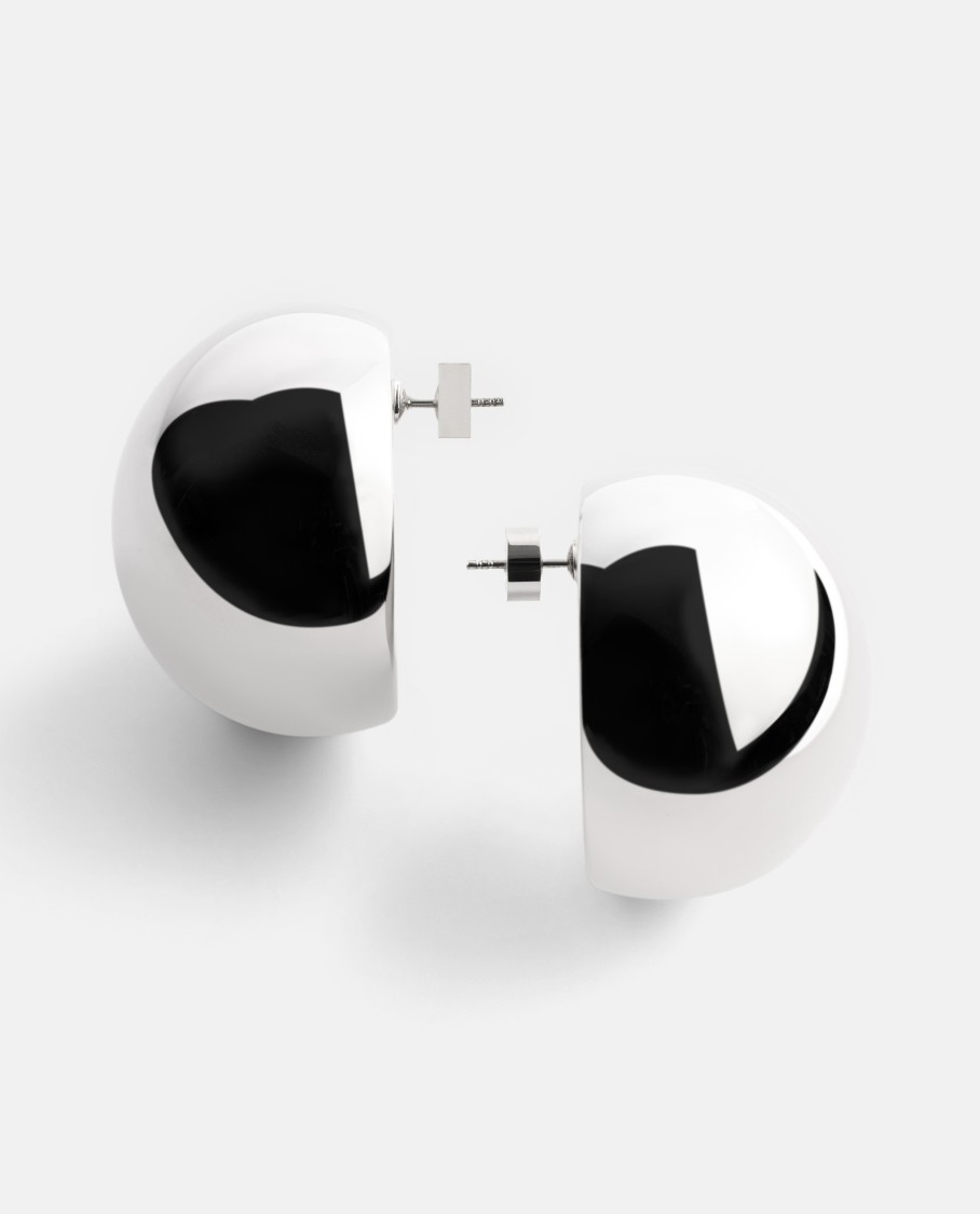 Jacquemus Salon Silver-colored Earrings With Snap Closure And Shiny Finish In Copper Woman