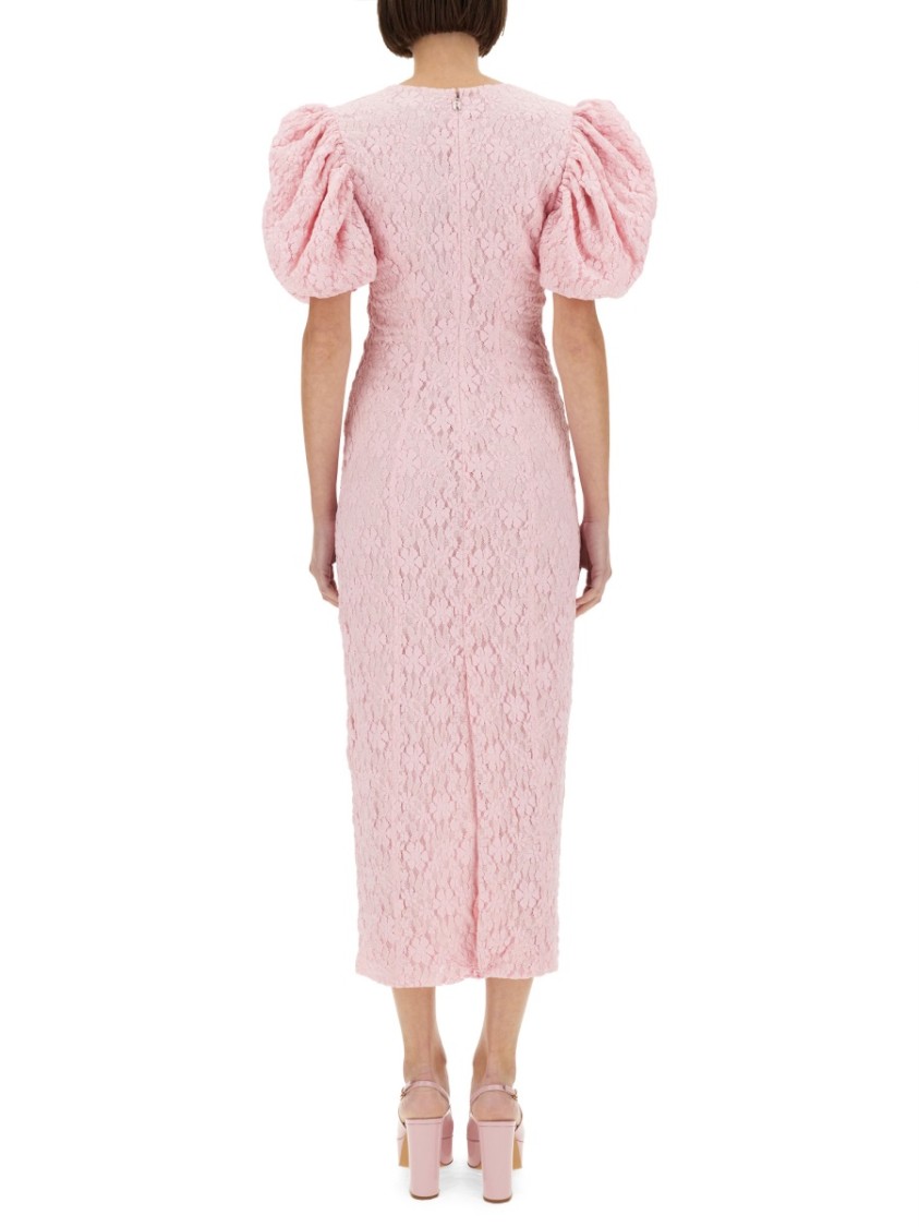 Rotate Birger Christensen Rotate Sunday Floral Lace Midi Dress In Pink