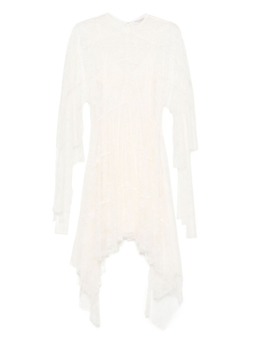 Shop Philosophy Di Lorenzo Serafini Ivory Layered Evening Dress With Asymmetrical Hemline