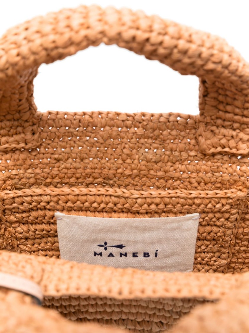 Manebi Textured Woven Orange Handbag In Neutral