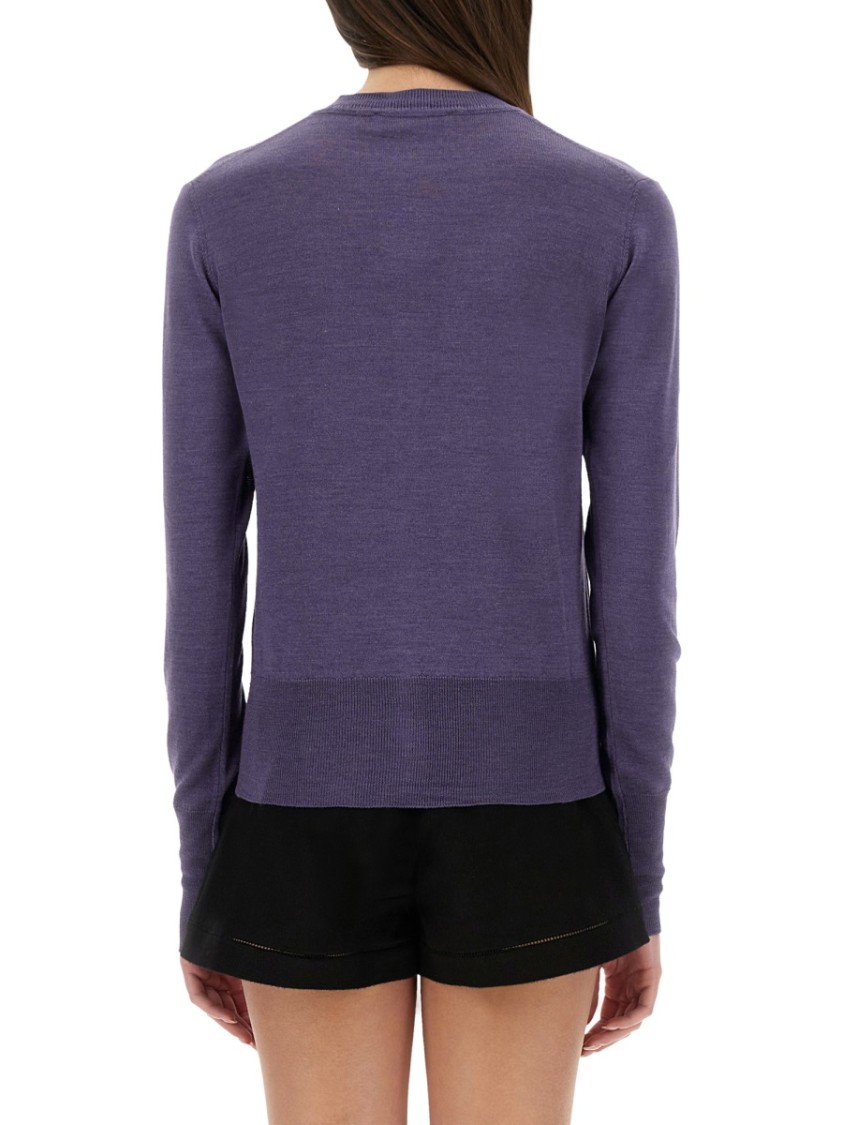 Vivienne Westwood Wool Blend Bea Cardigan With Ribbed Cuffs And Hem In Purple