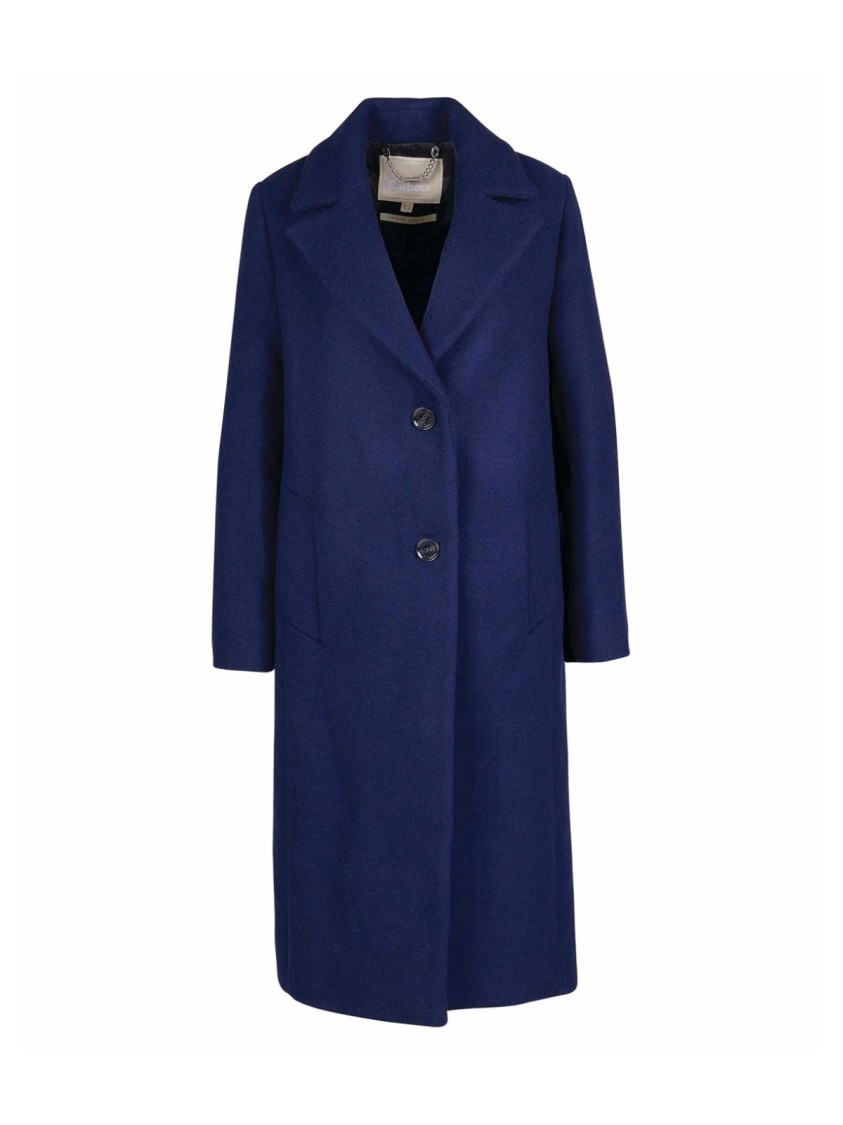 Barbour Angelina Longline Wool Blend Coat In Blue