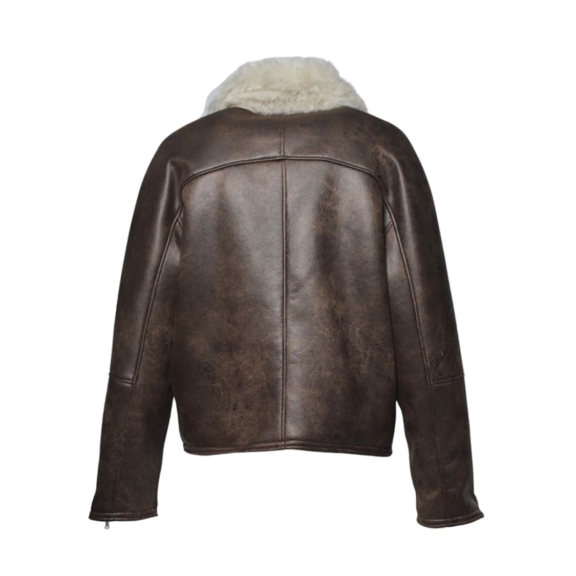 Séfr Short Single-breasted Shearling Jacket In Brown