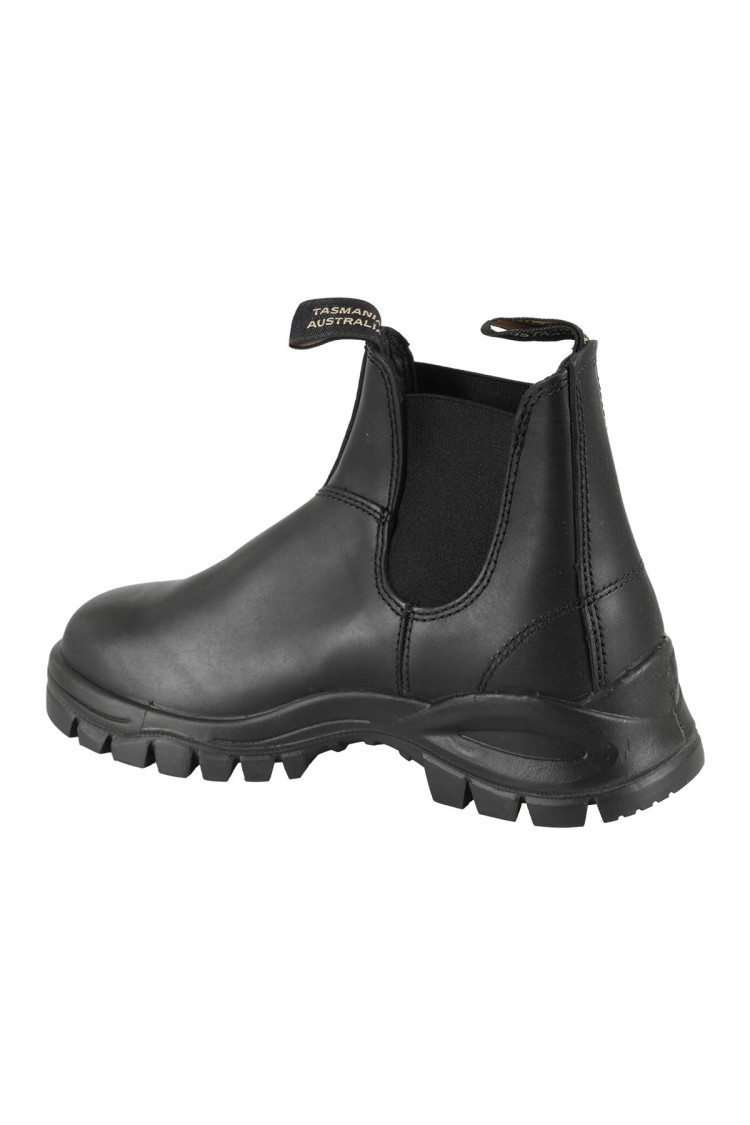 Blundstone Ankle-high Black Leather Boots With Rubber Sole In Black